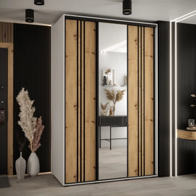 Šatní skříň ASIRI 7 - 160/45 cm, bílá / dub artisan / černá