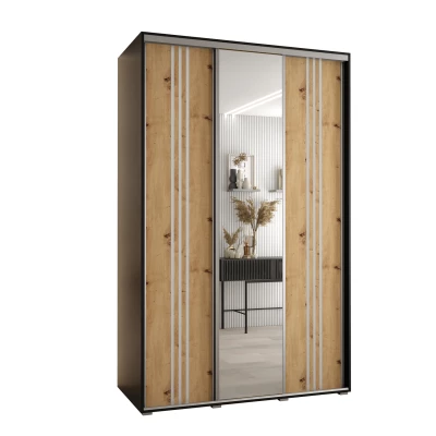 Šatní skříň ASIRI 7 - 160/45 cm, černá / dub artisan / stříbrná