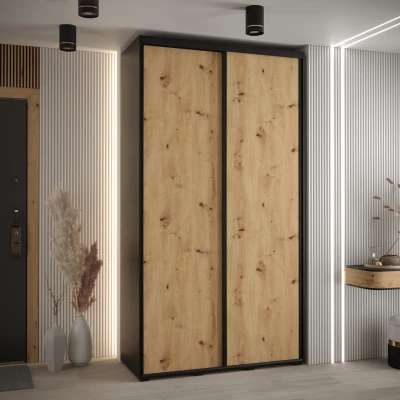 Šatní skříň ASIRI 1 - 140/45 cm, černá / dub artisan / černá