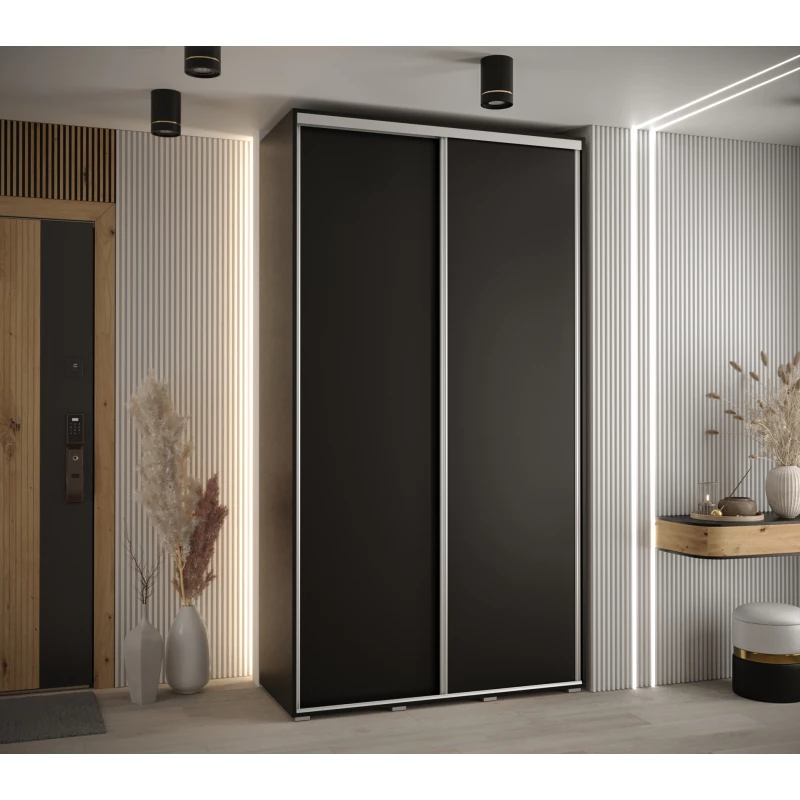 Šatní skříň ASIRI 1 - 140/45 cm, černá / stříbrná