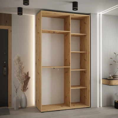 Šatní skříň ASIRI 1 - 140/45 cm, dub artisan / černá