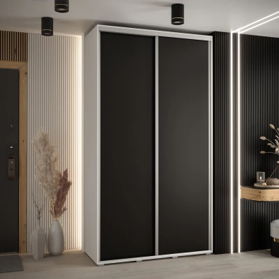 Šatní skříň ASIRI 1 - 140/60 cm, bílá / černá / stříbrná