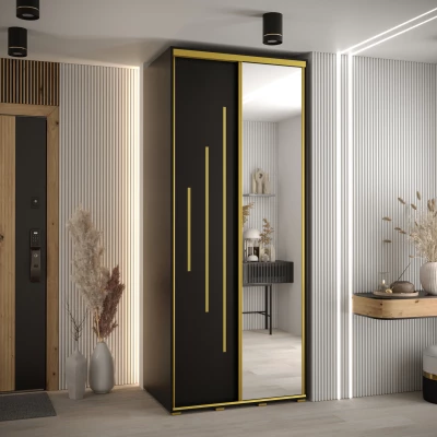 Šatní skříň ASIRI 13 - 120/60 cm, černá / zlatá