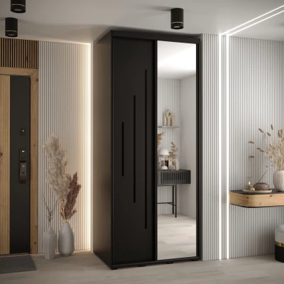 Šatní skříň ASIRI 13 - 120/60 cm, černá / černá