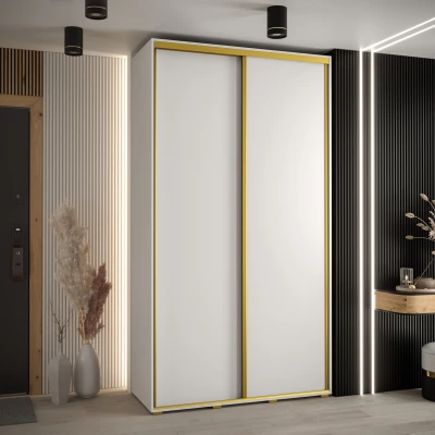 Šatní skříň ASIRI 1 - 140/60 cm, bílá / zlatá