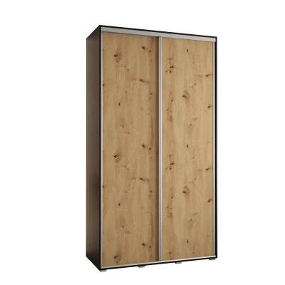 Šatní skříň ASIRI 1 - 140/60 cm, černá / dub artisan / stříbrná