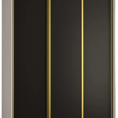 Šatní skříň ASIRI 1 - 150/60 cm, bílá / černá / zlatá