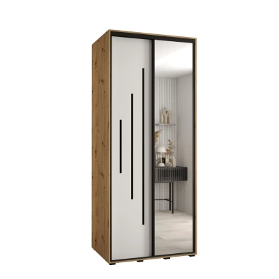 Šatní skříň ASIRI 13 - 110/60 cm, dub artisan / bílá / černá