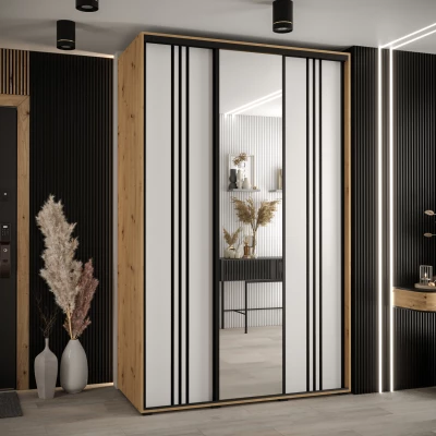 Šatní skříň ASIRI 7 - 150/60 cm, dub artisan / bílá / černá