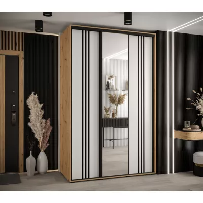 Šatní skříň ASIRI 7 - 150/60 cm, dub artisan / bílá / černá