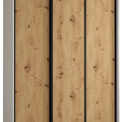 Šatní skříň ASIRI 1 - 150/45 cm, bílá / dub artisan / černá
