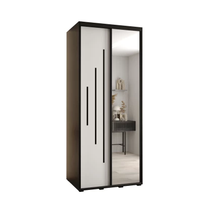Šatní skříň ASIRI 13 - 100/60 cm, černá / bílá / černá