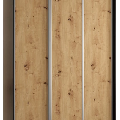 Šatní skříň ASIRI 1 - 150/45 cm, černá / dub artisan / stříbrná