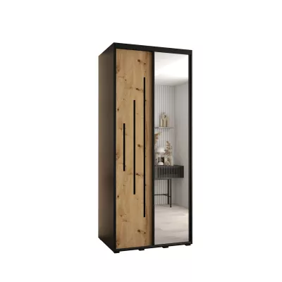 Šatní skříň ASIRI 13 - 100/60 cm, černá / dub artisan / černá