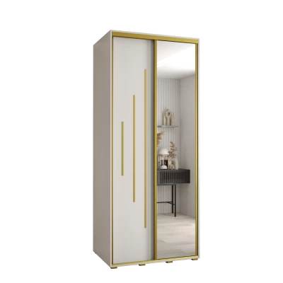 Šatní skříň ASIRI 13 - 100/60 cm, bílá / zlatá