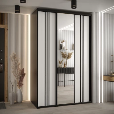 Šatní skříň ASIRI 7 - 150/60 cm, černá / bílá / černá