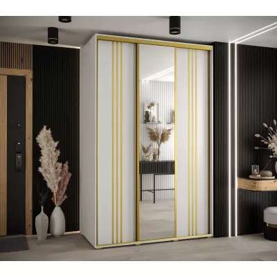 Šatní skříň ASIRI 7 - 150/60 cm, bílá / zlatá