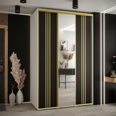 Šatní skříň ASIRI 7 - 150/60 cm, bílá / černá / zlatá