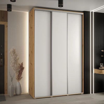 Šatní skříň ASIRI 1 - 150/45 cm, dub artisan / bílá / stříbrná