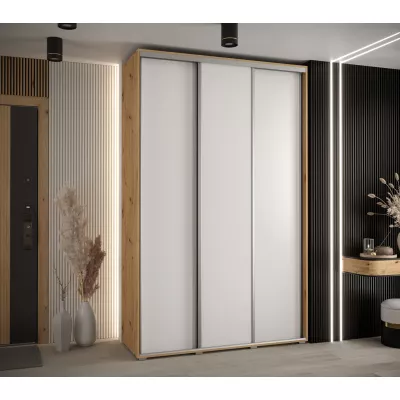 Šatní skříň ASIRI 1 - 150/45 cm, dub artisan / bílá / stříbrná