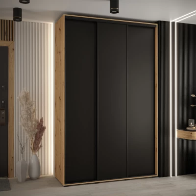 Šatní skříň ASIRI 1 - 150/45 cm, dub artisan / černá / černá