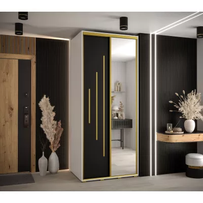 Šatní skříň ASIRI 13 - 100/60 cm, bílá / černá / zlatá