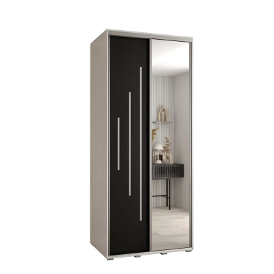 Šatní skříň ASIRI 13 - 100/60 cm, bílá / černá / stříbrná
