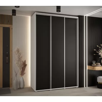 Šatní skříň ASIRI 1 - 160/45 cm, bílá / černá / stříbrná