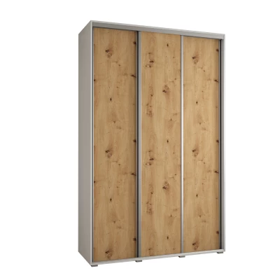 Šatní skříň ASIRI 1 - 160/45 cm, bílá / dub artisan / stříbrná