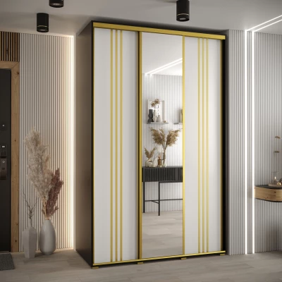 Šatní skříň ASIRI 7 - 150/45 cm, černá / bílá / zlatá