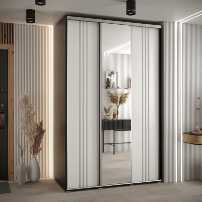 Šatní skříň ASIRI 7 - 150/45 cm, černá / bílá / stříbrná