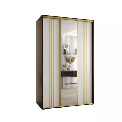 Šatní skříň ASIRI 7 - 150/45 cm, černá / bílá / zlatá