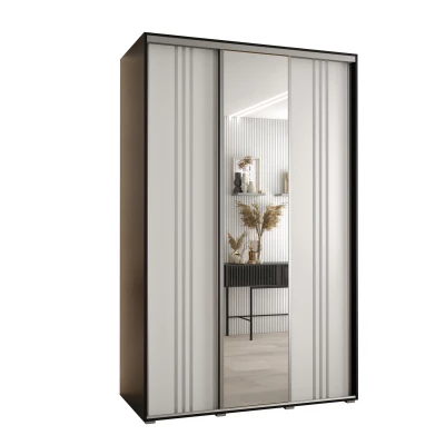 Šatní skříň ASIRI 7 - 150/45 cm, černá / bílá / stříbrná