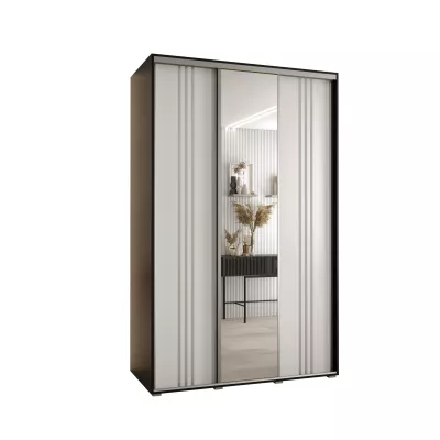 Šatní skříň ASIRI 7 - 150/45 cm, černá / bílá / stříbrná