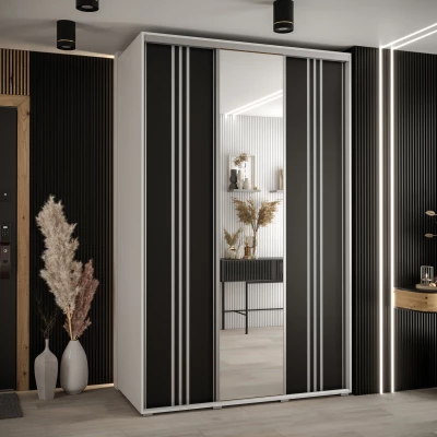 Šatní skříň ASIRI 7 - 150/45 cm, bílá / černá / stříbrná