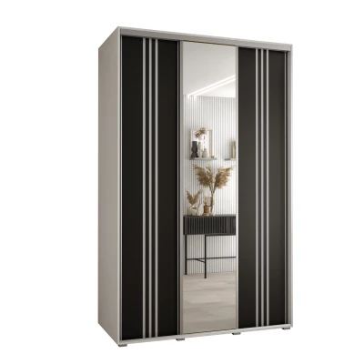 Šatní skříň ASIRI 7 - 150/45 cm, bílá / černá / stříbrná