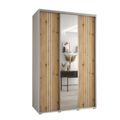 Šatní skříň ASIRI 7 - 150/45 cm, bílá / dub artisan / stříbrná