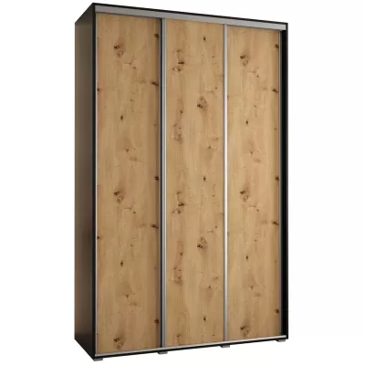 Šatní skříň ASIRI 1 - 160/45 cm, černá / dub artisan / stříbrná
