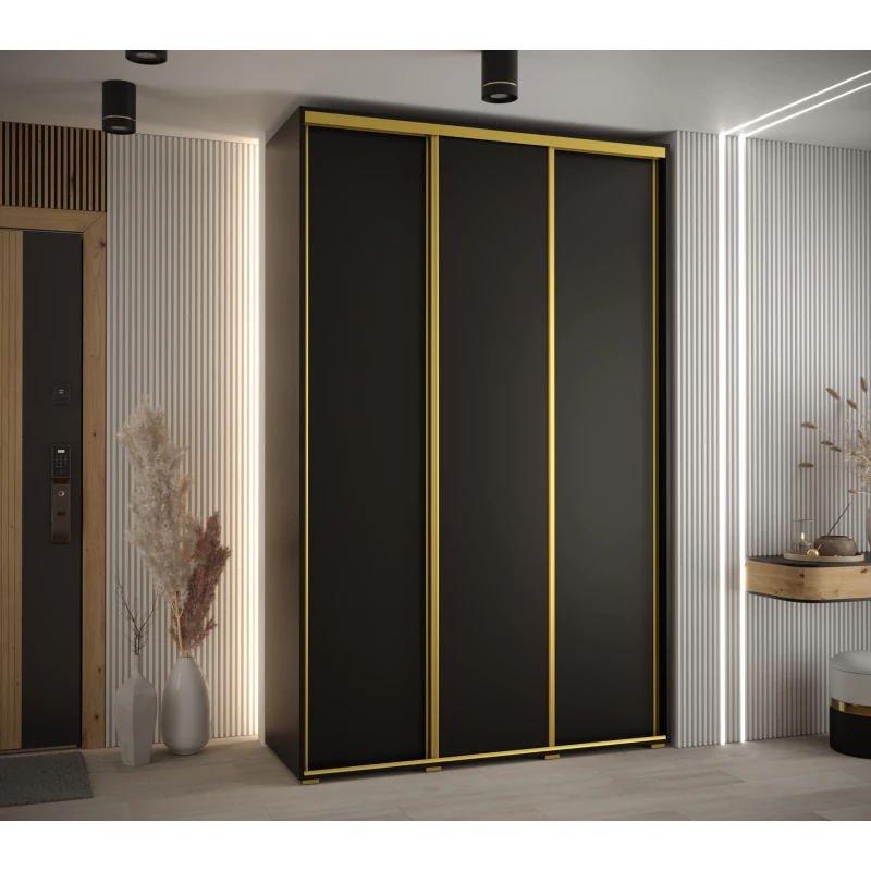 Šatní skříň ASIRI 1 - 160/60 cm, černá / zlatá