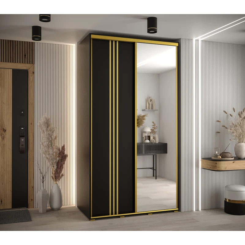 Šatní skříň ASIRI 7 - 140/45 cm, černá / zlatá