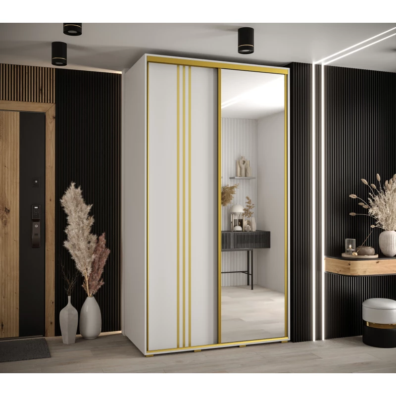 Šatní skříň ASIRI 7 - 140/45 cm, bílá / zlatá