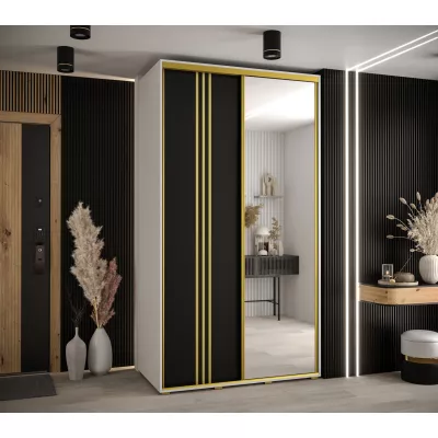 Šatní skříň ASIRI 7 - 140/45 cm, bílá / černá / zlatá