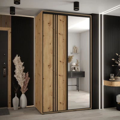 Šatní skříň ASIRI 7 - 130/60 cm, dub artisan / černá