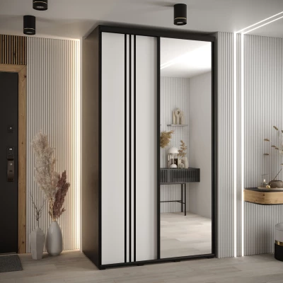 Šatní skříň ASIRI 7 - 130/60 cm, černá / bílá / černá