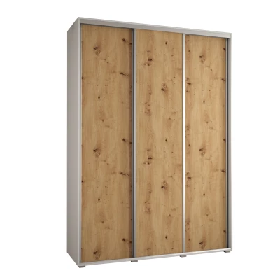Šatní skříň ASIRI 1 - 170/45 cm, bílá / dub artisan / stříbrná