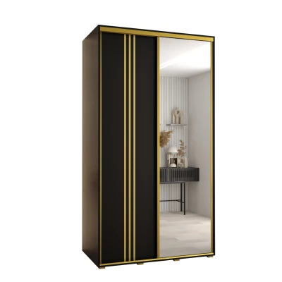 Šatní skříň ASIRI 7 - 130/60 cm, černá / zlatá