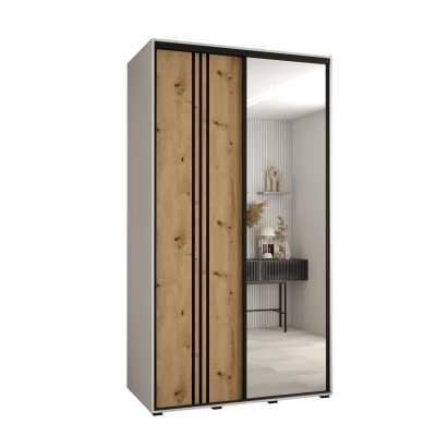 Šatní skříň ASIRI 7 - 130/60 cm, bílá / dub artisan / černá