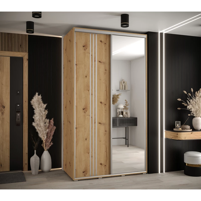 Šatní skříň ASIRI 7 - 130/45 cm, dub artisan / stříbrná