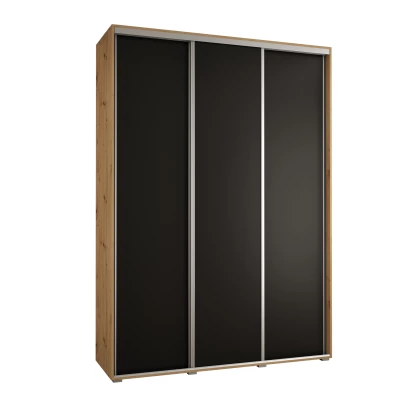 Šatní skříň ASIRI 1 - 170/45 cm, dub artisan / černá / stříbrná