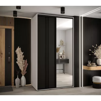 Šatní skříň ASIRI 7 - 130/45 cm, bílá / černá / černá